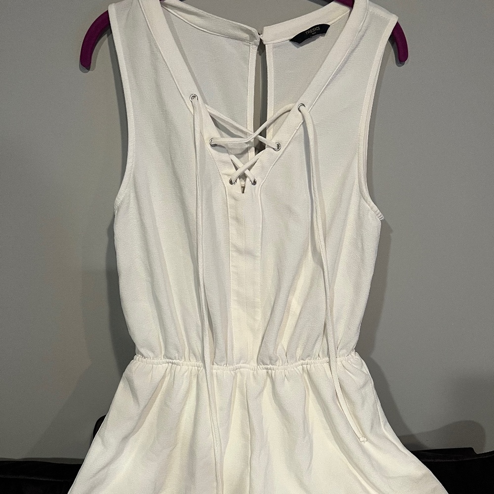 White Lace Up Romper